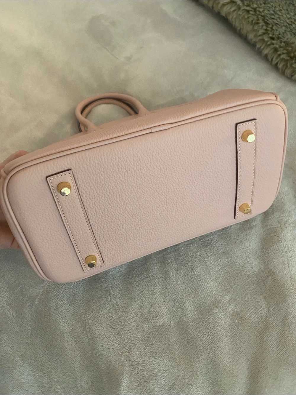 25cm light pink Togo leather top handle handbag bk25